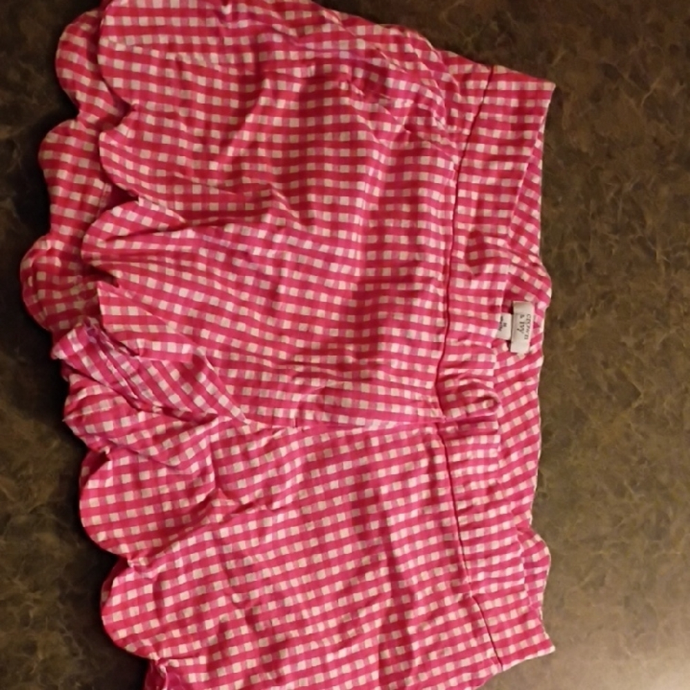 Pink Gingham Scalloped Shorts